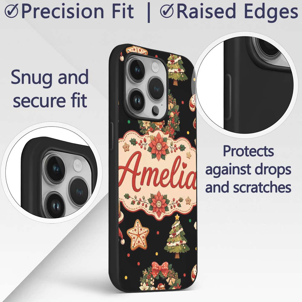Cute Christmas Nutcracker Squirrel Cake Candy Custom Name Protective Phone Case Mobile Cover Durable Everyday Smartphone Shock Resistant