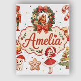 Personalised Name Cute Christmas Nutcracker Custom  Bespoke Interior Contemporary Canvas Wall Art Print Decor Picture Ready to Hang