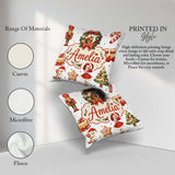 Custom Name Christmas Nutcracker Cake Candy Cane Girl Tree White Square Filled Cushion Throw Pillow Sofa Bed Home Decor Zip Washable UK Made