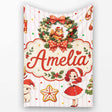 Christmas Nutcracker Squirrel Cake Candy Cane Girl Tree Pink Stripe  Personalised Custom Name Super Soft Fleece Blanket Bed Sofa Throw