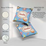 Custom Name Sea Turtle Starfish Shell Kawaii Ocean Seamless Blue Square Filled Cushion Throw Pillow Sofa Bed Home Decor Zip Washable UK Made