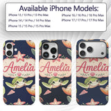 Cute Sea Turtle Starfish Shell Printed Design Custom Name Protective Phone Case Mobile Cover Durable Everyday Smartphone Shock Resistant