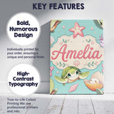 Personalised Name Cute Sea Turtle Starfish Custom  Unique Gift Idea Elegant Feature Canvas Wall Art Print Decor Picture Ready to Hang