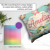 Custom Name Sea Turtle Starfish Shell Kawaii Ocean Seamless Teal Square Filled Cushion Throw Pillow Sofa Bed Home Decor Zip Washable UK Made