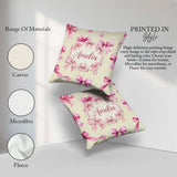 Custom Name Watercolor Pink Lavender Background Seamless Pattern Square Filled Cushion Throw Pillow Sofa Bed Home Decor Zip Washable UK Made