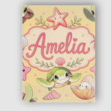 Personalised Name Cute Sea Turtle Starfish Custom  Unique Gift Idea Elegant Feature Canvas Wall Art Print Decor Picture Ready to Hang