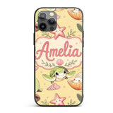 Cute Sea Turtle Starfish Shell Printed Design Custom Name Protective Phone Case Mobile Cover Durable Everyday Smartphone Shock Resistant