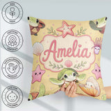 Custom Name Cute Sea Turtle Starfish Shell Kawaii Ocean Seamless Square Filled Cushion Throw Pillow Sofa Bed Home Decor Zip Washable UK Made