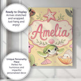 Personalised Name Cute Sea Turtle Starfish Custom  Unique Gift Idea Elegant Feature Canvas Wall Art Print Decor Picture Ready to Hang