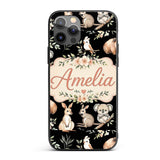 Cute Woodland Animals Koala Kangaroo Bear Floral Custom Name Protective Phone Case Mobile Cover Durable Everyday Smartphone Shock Resistant