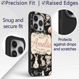 Cute Woodland Animals Koala Kangaroo Bear Floral Custom Name Protective Phone Case Mobile Cover Durable Everyday Smartphone Shock Resistant