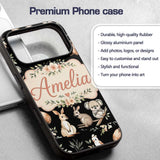 Cute Woodland Animals Koala Kangaroo Bear Floral Custom Name Protective Phone Case Mobile Cover Durable Everyday Smartphone Shock Resistant
