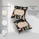 Custom Name Woodland Animals Koala Kangaroo Floral Pattern Black Square Filled Cushion Throw Pillow Sofa Bed Home Decor Zip Washable UK Made
