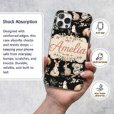 Cute Woodland Animals Koala Kangaroo Bear Floral Custom Name Protective Phone Case Mobile Cover Durable Everyday Smartphone Shock Resistant