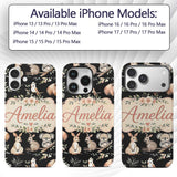 Cute Woodland Animals Koala Kangaroo Bear Floral Custom Name Protective Phone Case Mobile Cover Durable Everyday Smartphone Shock Resistant
