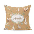Custom Name Woodland Animals Koala Kangaroo Floral Pattern Brown Square Filled Cushion Throw Pillow Sofa Bed Home Decor Zip Washable UK Made
