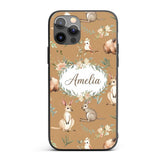 Cute Woodland Animals Koala Kangaroo Bear Floral Custom Name Protective Phone Case Mobile Cover Durable Everyday Smartphone Shock Resistant