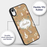 Cute Woodland Animals Koala Kangaroo Bear Floral Custom Name Protective Phone Case Mobile Cover Durable Everyday Smartphone Shock Resistant