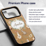 Cute Woodland Animals Koala Kangaroo Bear Floral Custom Name Protective Phone Case Mobile Cover Durable Everyday Smartphone Shock Resistant