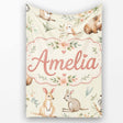 Cute Woodland Animals Koala Kangaroo Bear Floral Pattern Cream  Personalised Custom Name Super Soft Fleece Blanket Bed Sofa Throw