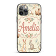 Cute Woodland Animals Koala Kangaroo Bear Floral Custom Name Protective Phone Case Mobile Cover Durable Everyday Smartphone Shock Resistant
