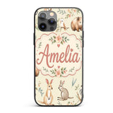 Cute Woodland Animals Koala Kangaroo Bear Floral Custom Name Protective Phone Case Mobile Cover Durable Everyday Smartphone Shock Resistant