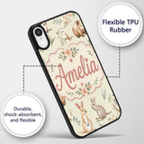Cute Woodland Animals Koala Kangaroo Bear Floral Custom Name Protective Phone Case Mobile Cover Durable Everyday Smartphone Shock Resistant