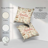 Custom Name Woodland Animals Koala Kangaroo Floral Pattern Cream Square Filled Cushion Throw Pillow Sofa Bed Home Decor Zip Washable UK Made