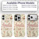 Cute Woodland Animals Koala Kangaroo Bear Floral Custom Name Protective Phone Case Mobile Cover Durable Everyday Smartphone Shock Resistant