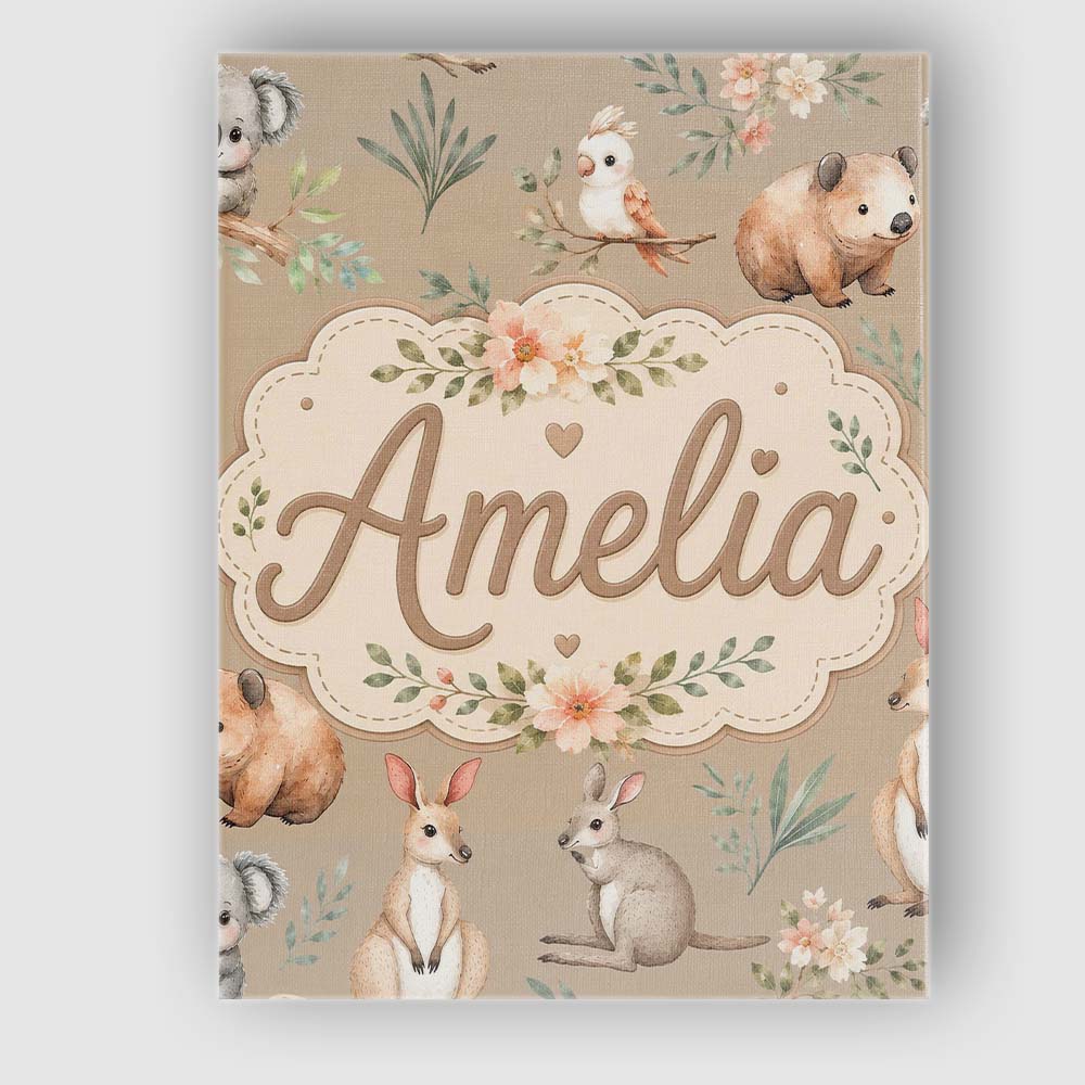 Personalised Name Cute Woodland Animals Custom  Modern Room Accent Elegant Feature Canvas Wall Art Print Decor Picture Ready to Hang