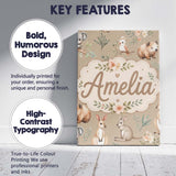 Personalised Name Cute Woodland Animals Custom  Modern Room Accent Elegant Feature Canvas Wall Art Print Decor Picture Ready to Hang