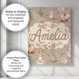 Personalised Name Cute Woodland Animals Custom  Modern Room Accent Elegant Feature Canvas Wall Art Print Decor Picture Ready to Hang