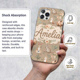 Cute Woodland Animals Koala Kangaroo Bear Floral Custom Name Protective Phone Case Mobile Cover Durable Everyday Smartphone Shock Resistant