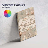 Personalised Name Cute Woodland Animals Custom  Modern Room Accent Elegant Feature Canvas Wall Art Print Decor Picture Ready to Hang