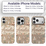 Cute Woodland Animals Koala Kangaroo Bear Floral Custom Name Protective Phone Case Mobile Cover Durable Everyday Smartphone Shock Resistant