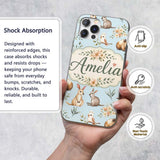 Cute Woodland Animals Koala Kangaroo Bear Floral Custom Name Protective Phone Case Mobile Cover Durable Everyday Smartphone Shock Resistant