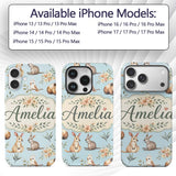 Cute Woodland Animals Koala Kangaroo Bear Floral Custom Name Protective Phone Case Mobile Cover Durable Everyday Smartphone Shock Resistant
