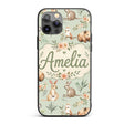 Cute Woodland Animals Koala Kangaroo Bear Floral Custom Name Protective Phone Case Mobile Cover Durable Everyday Smartphone Shock Resistant