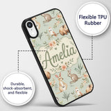 Cute Woodland Animals Koala Kangaroo Bear Floral Custom Name Protective Phone Case Mobile Cover Durable Everyday Smartphone Shock Resistant