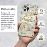 Cute Woodland Animals Koala Kangaroo Bear Floral Custom Name Protective Phone Case Mobile Cover Durable Everyday Smartphone Shock Resistant
