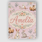 Personalised Name Cute Woodland Animals Custom  Modern Room Accent Elegant Feature Canvas Wall Art Print Decor Picture Ready to Hang