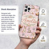 Cute Woodland Animals Koala Kangaroo Bear Floral Custom Name Protective Phone Case Mobile Cover Durable Everyday Smartphone Shock Resistant