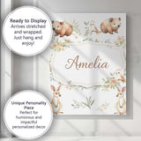 Personalised Name Cute Safari Animals Lion Custom  Unique Gift Idea Elegant Feature Canvas Wall Art Print Decor Picture Ready to Hang