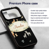 Cute Safari Animals Lion Giraffe Zebra Elephant Custom Name Protective Phone Case Mobile Cover Durable Everyday Smartphone Shock Resistant