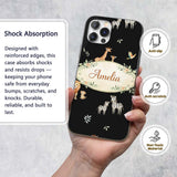 Cute Safari Animals Lion Giraffe Zebra Elephant Custom Name Protective Phone Case Mobile Cover Durable Everyday Smartphone Shock Resistant