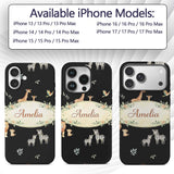 Cute Safari Animals Lion Giraffe Zebra Elephant Custom Name Protective Phone Case Mobile Cover Durable Everyday Smartphone Shock Resistant