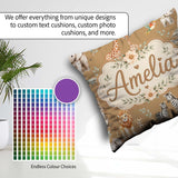 Custom Name Cute Safari Animals Lion Giraffe Zebra Pattern Cream Square Filled Cushion Throw Pillow Sofa Bed Home Decor Zip Washable UK Made