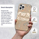 Cute Safari Animals Giraffe Lion Zebra Parrot Custom Name Protective Phone Case Mobile Cover Durable Everyday Smartphone Shock Resistant