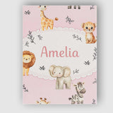 Personalised Name Cute Baby Safari Animals Custom  Unique Gift Idea Elegant Feature Canvas Wall Art Print Decor Picture Ready to Hang