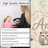 Cute Woodland Hedgehog Mushrooms Leaves Seamless Pattern Light Beige  Personalised Custom Name Super Soft Fleece Blanket Bed Sofa Throw